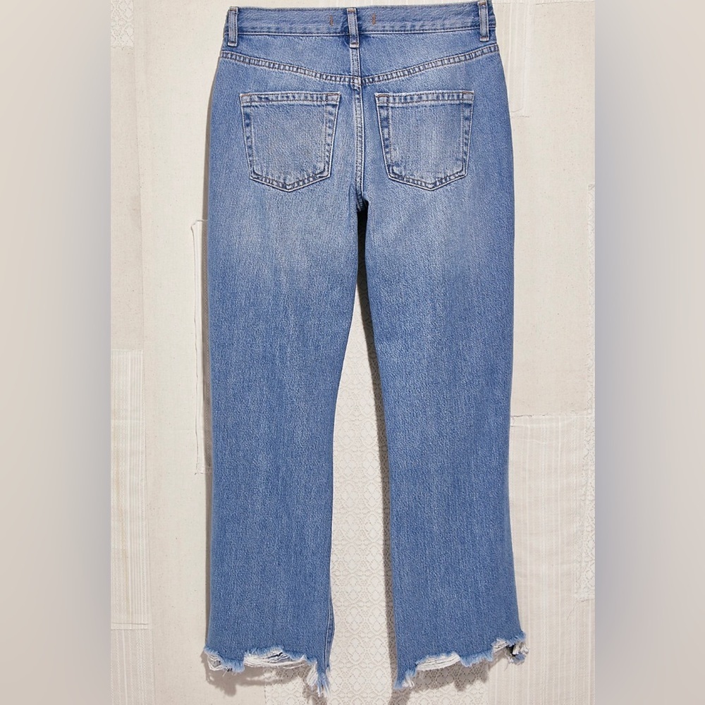 FREE PEOPLE Maggie Mid-Rise Straight-Leg Distressed Jeans 100% Cotton NWT - 💫 - Picture 11 of 16